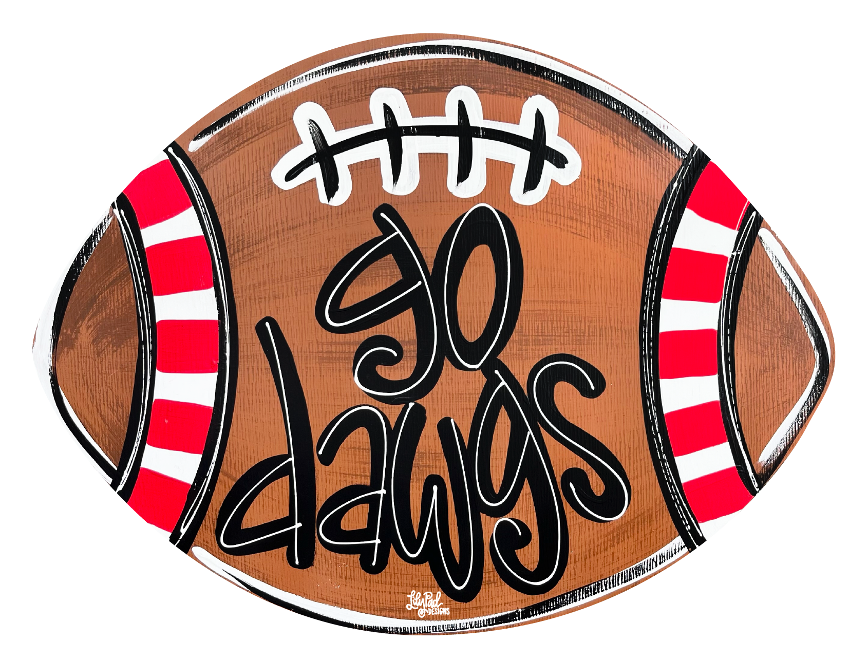 LILY PAD DESIGNS FOOTBALL WITH GO DAWGS BLACK AND WHITE POLKA DOTS