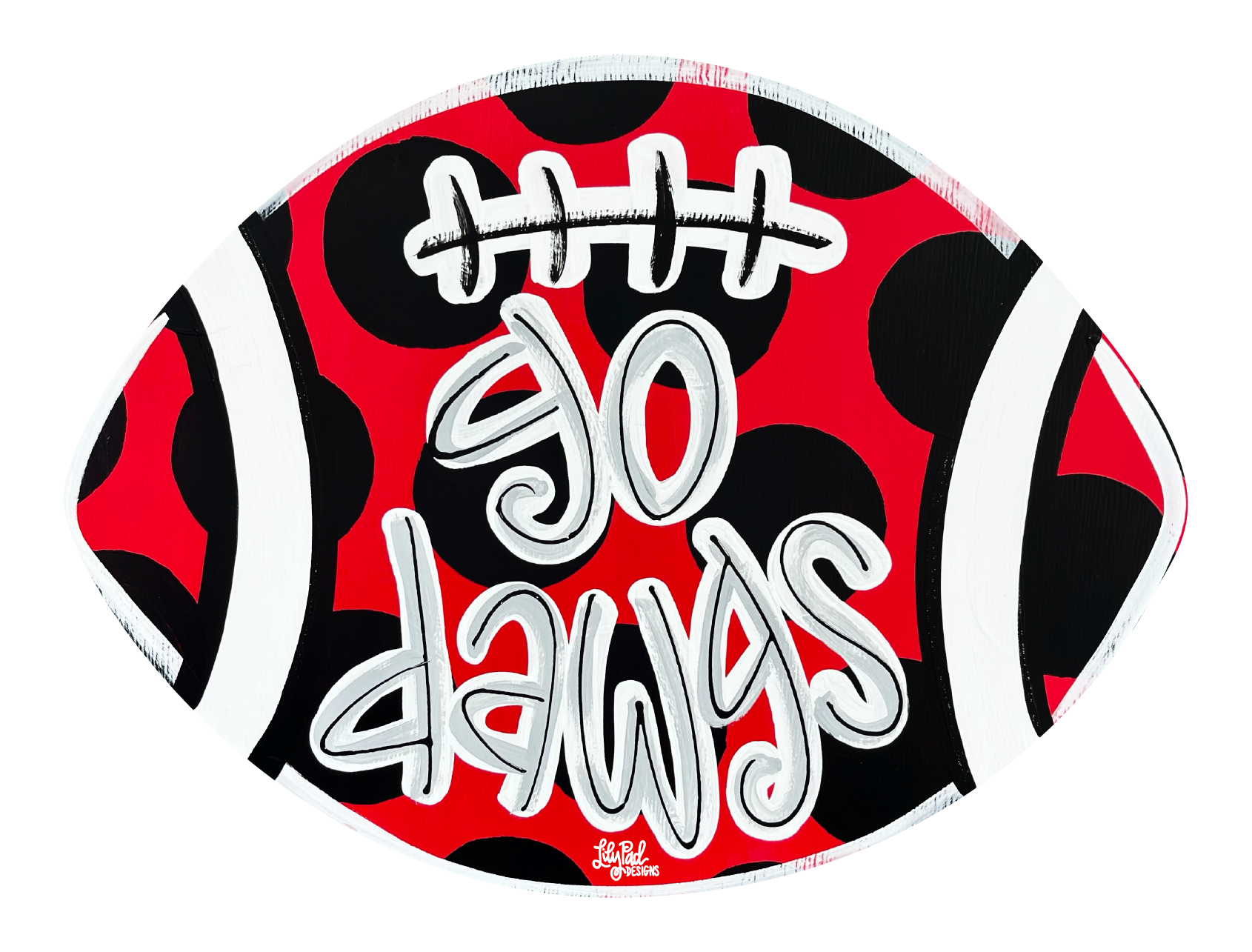 LILY PAD DESIGNS RED WITH BLACK POLKA DOTS GO DAWG ON FOOTBALL