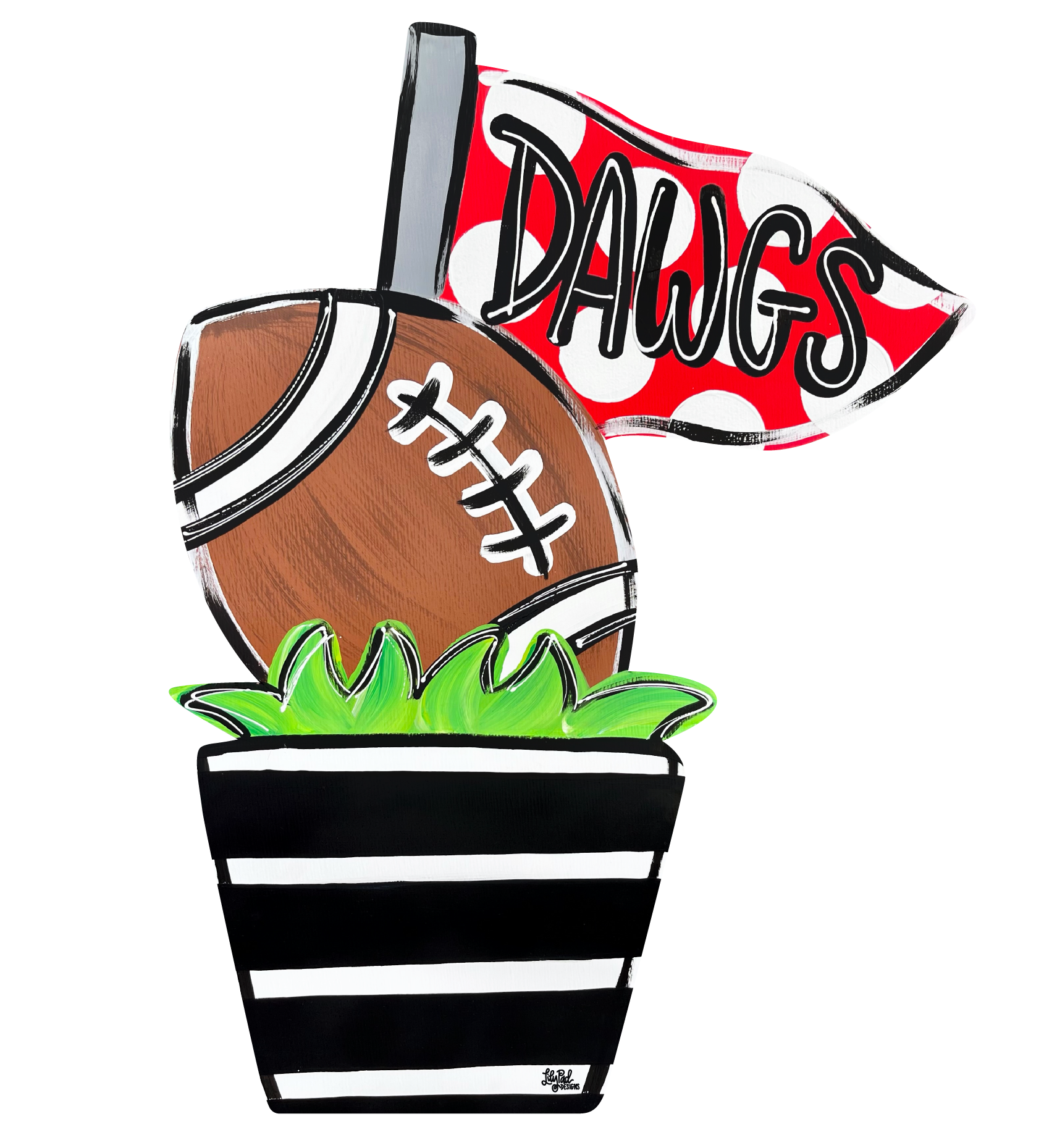 LILY PAD DESIGNS FOOTBALL WITH DAWGS FLAG