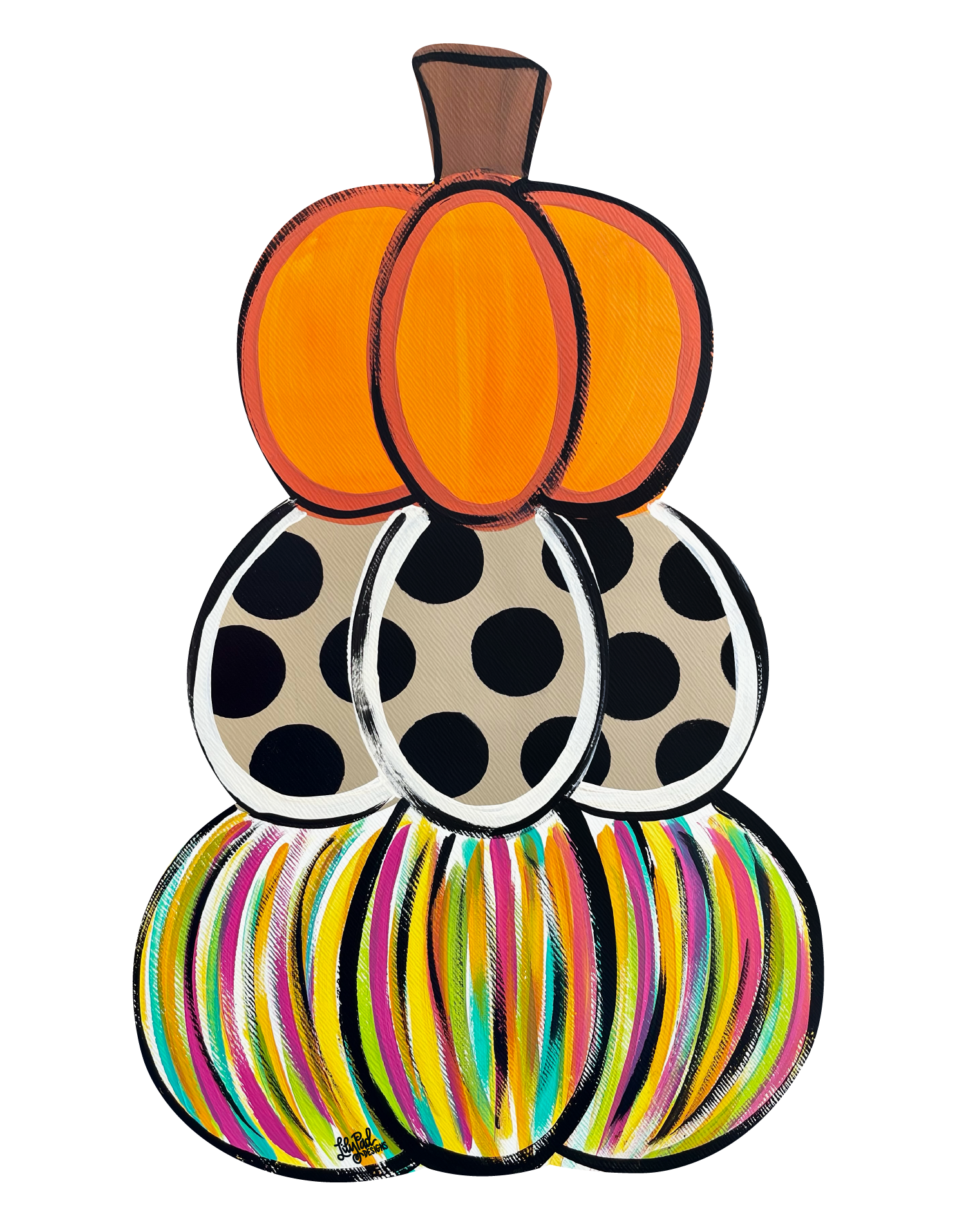 LILY PAD DESIGNS STACKED PUMPKINS WITH ORANGE PUMPKIN ON TOP