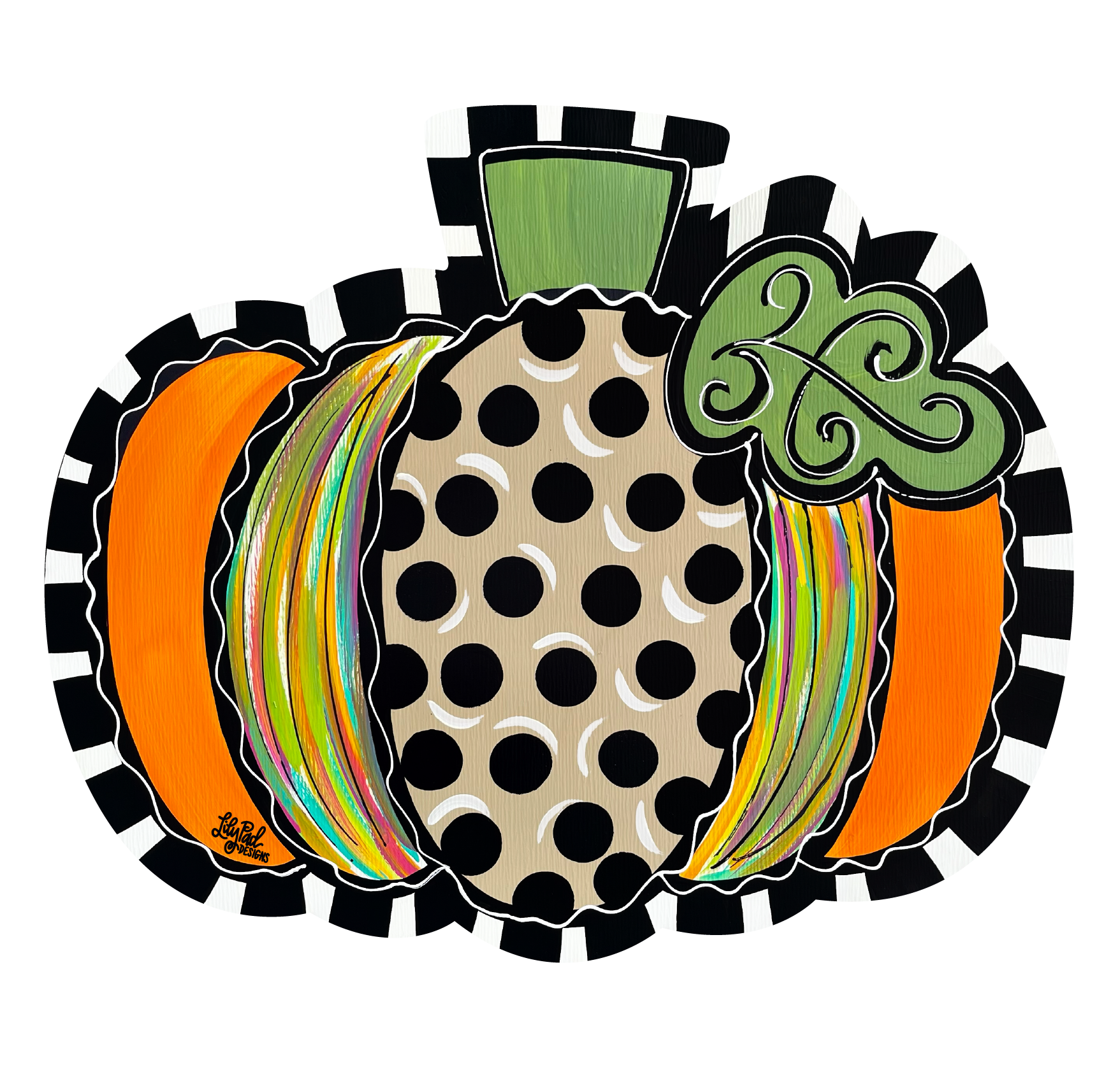 LILY PAD DESIGNS COLORFUL PUMPKIN WITH BLACK DOTS