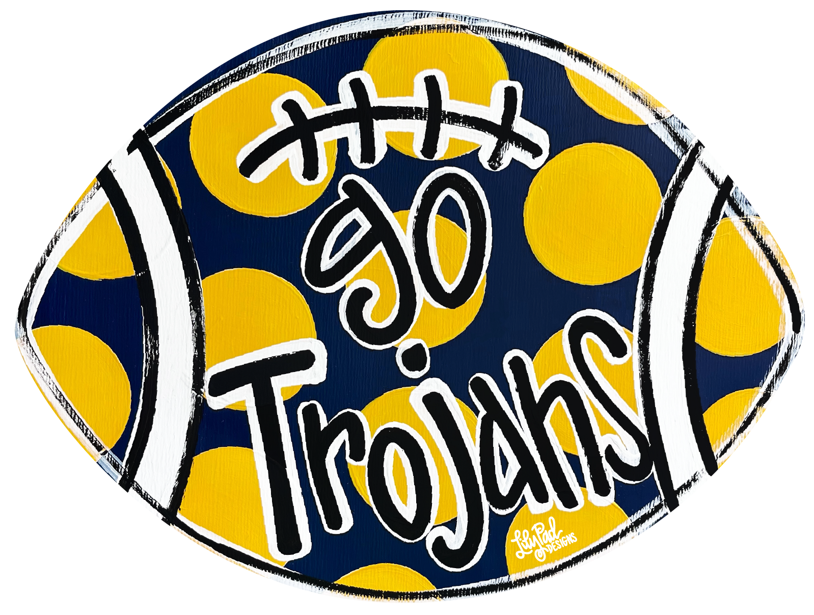 LILY PAD DESIGNS YELLOW AND BLUE GO TROJANS