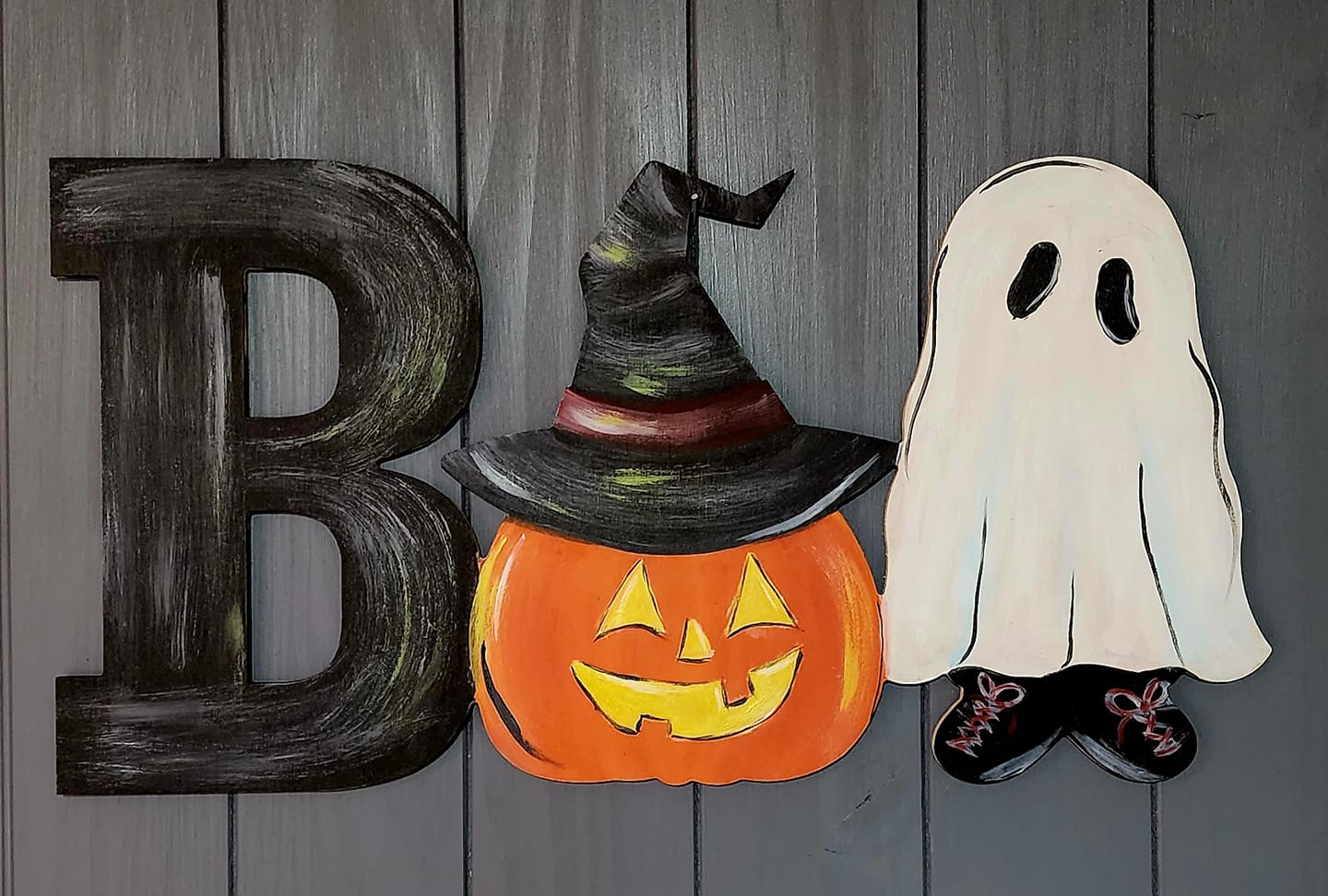 Basic Shape Boo MDF Cutout Boo Ghost Witch Silhouette - Unfinished For DIY