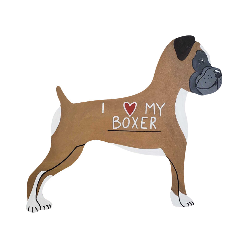 Basic Shape Boxer MDF Cutout Dog Silhouette - Unfinished For DIY