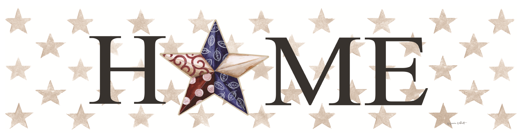 COURTSIDE MARKET CSM-BRD-AF398-6x24-12 FADED STARS BLACK LETTER HOME WITH USA STAR
