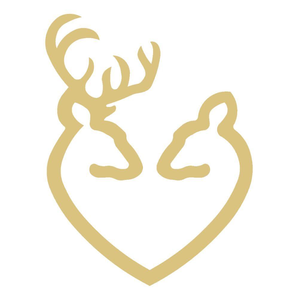 Basic Shape Heart MDF Cutout Buck And Doe Silhouette - Unfinished For DIY
