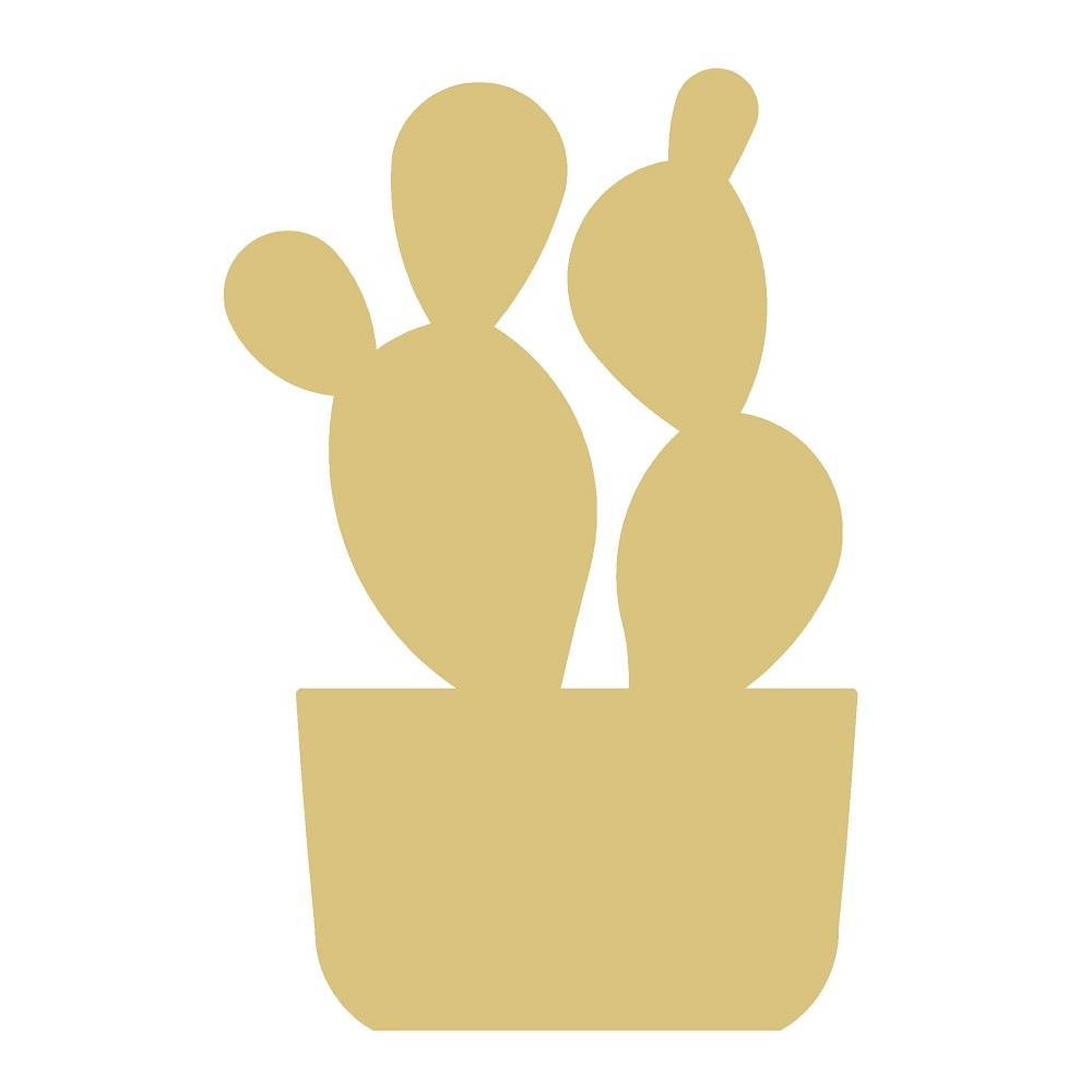 Basic Shape Cactus MDF Cutout Duo In Pot Silhouette - Unfinished For DIY