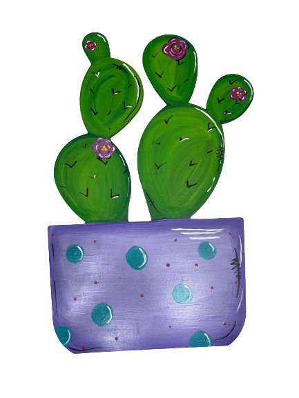 Basic Shape Cactus MDF Cutout Duo In Pot Silhouette - Unfinished For DIY