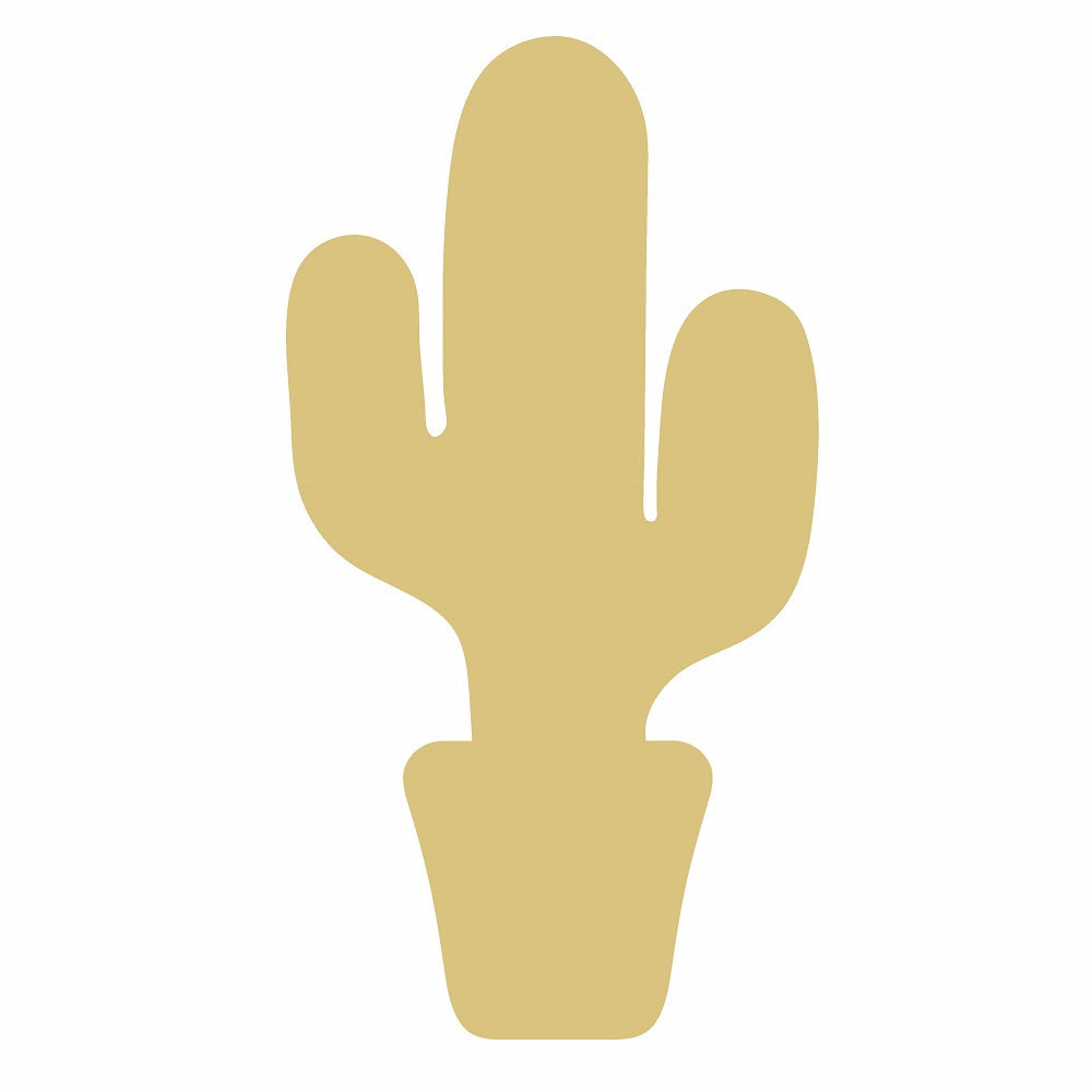 Basic Shape Cactus MDF Cutout Pot Silhouette - Unfinished For DIY