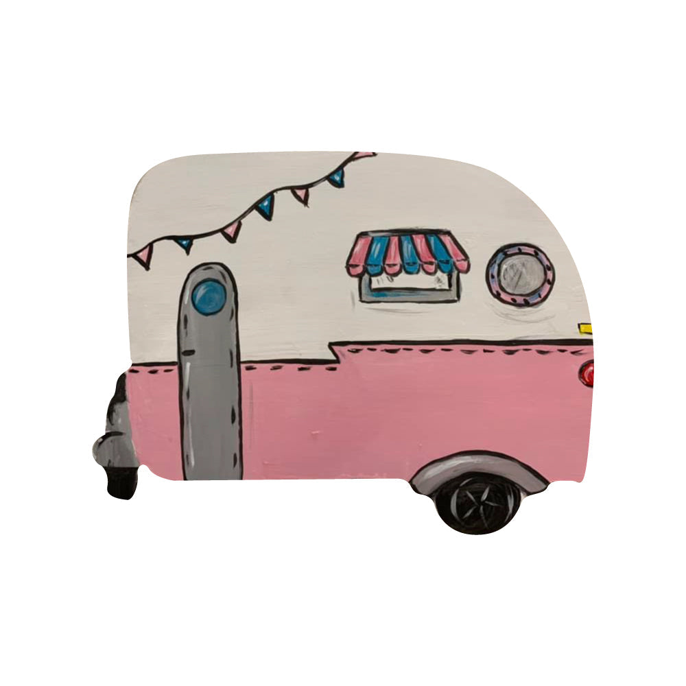 Basic Shape Camper MDF Cutout Travel Trailer Silhouette Style 1 - Unfinished For DIY