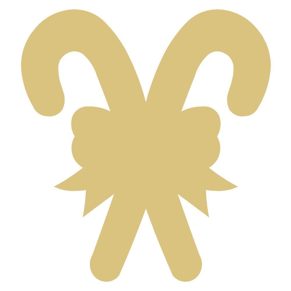 Basic Shape Candy Cane Bow MDF Cutout Christmas Silhouette - Unfinished For DIY