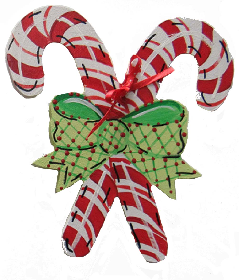 Basic Shape Candy Cane Bow MDF Cutout Christmas Silhouette - Unfinished For DIY