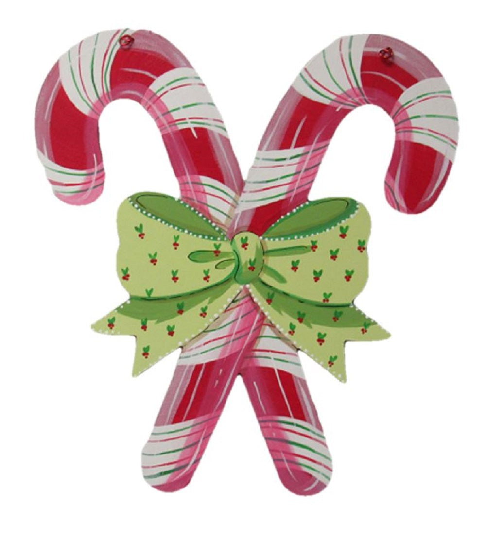 Basic Shape Candy Cane Bow MDF Cutout Christmas Silhouette - Unfinished For DIY