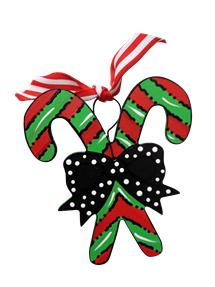 Basic Shape Candy Cane Bow MDF Cutout Christmas Silhouette - Unfinished For DIY