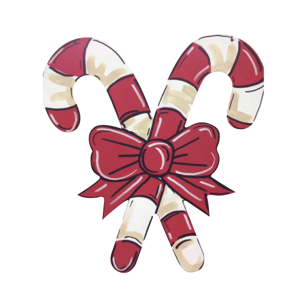 Basic Shape Candy Cane Bow MDF Cutout Christmas Silhouette - Unfinished For DIY
