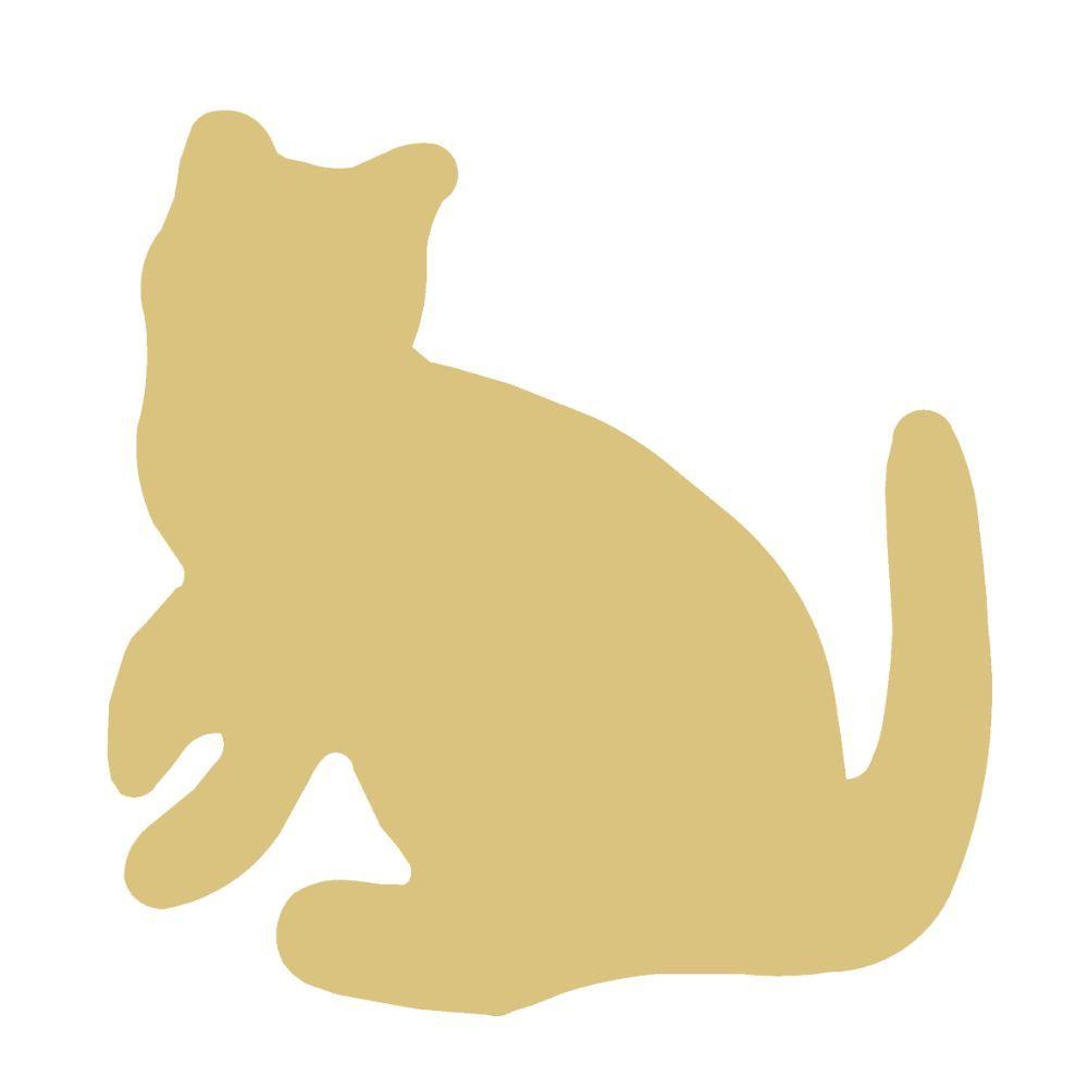 Basic Shape Sitting Cat MDF Cutout Silhouette - Unfinished For DIY