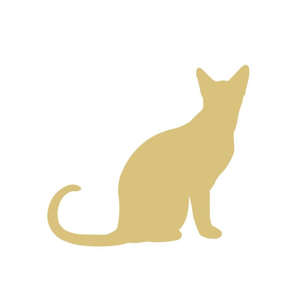 Basic Shape Cat MDF Cutout Animal Silhouette Style 2 - Unfinished For DIY
