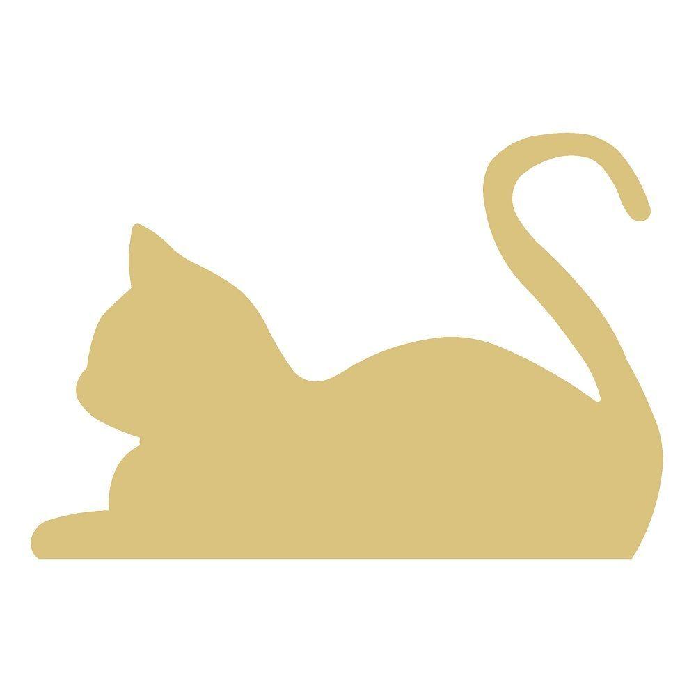 Basic Shape Cat MDF Cutout Lying Animal Silhouette - Unfinished For DIY
