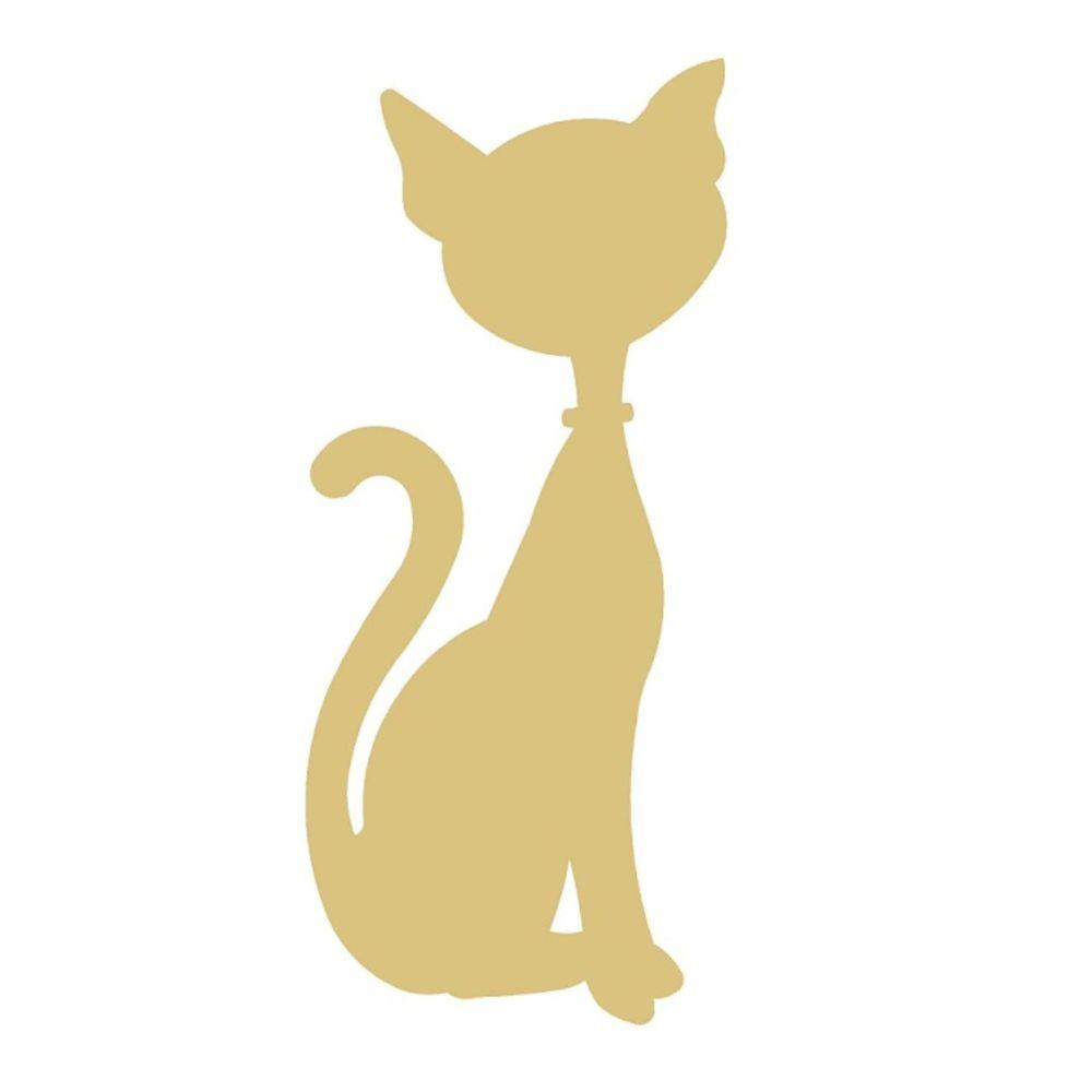 Basic Shape Cat MDF Cutout Animal Silhouette Style 6 - Unfinished For DIY
