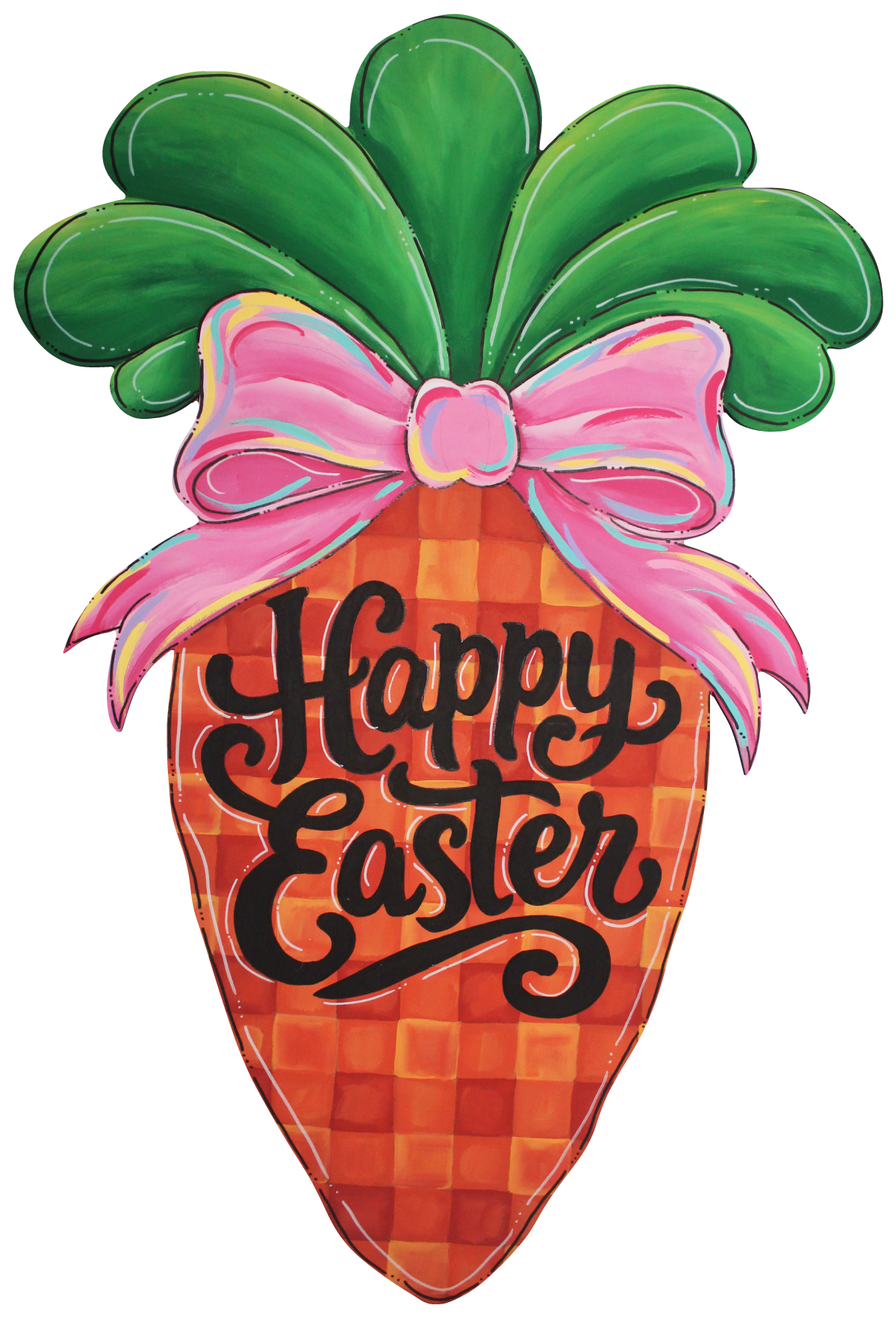 CHELLE BELLE'S CREATIONS CARROT HAPPY EASTER PINK BOW