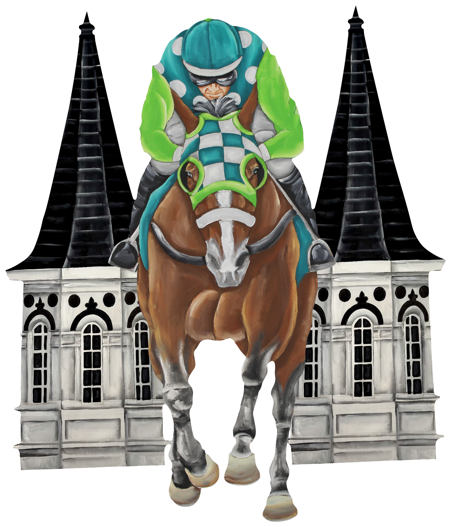 CHELLE BELLE'S CREATIONS TEAL AND GREEN JOCKEY