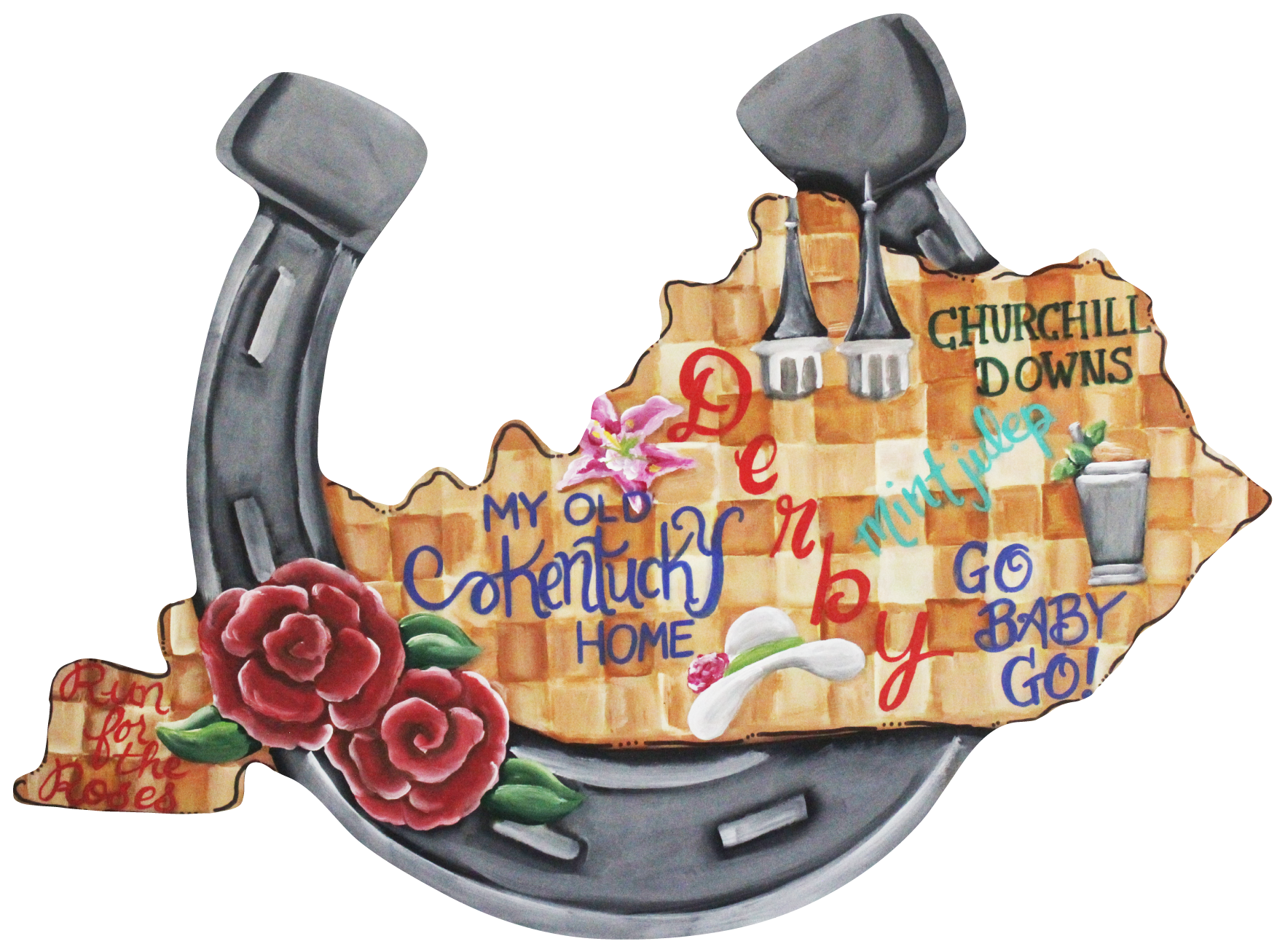 CHELLE BELLE'S CREATIONS GREY HORSESHOE AND KENTUCKY STATE