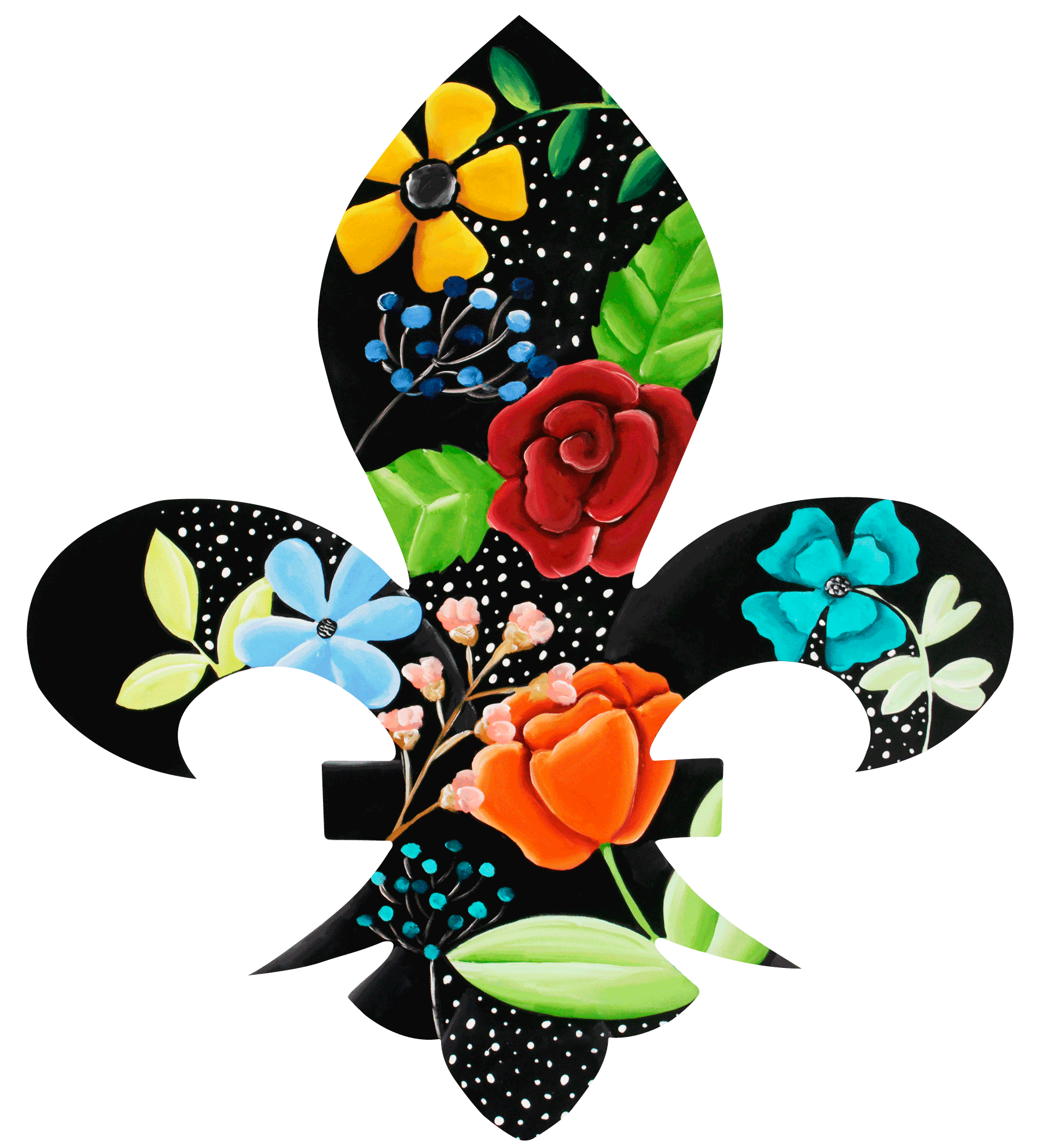 CHELLE BELLE'S CREATIONS BLACK AND FLORAL FLEUR DE LIS