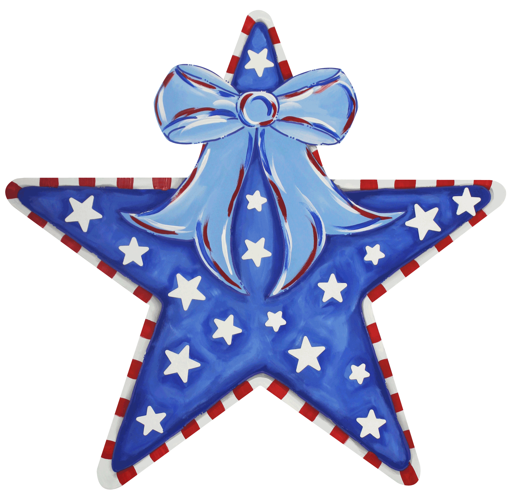 CHELLE BELLE'S CREATIONS BLUE STAR WITH WHITE STARS AND BLUE BOW