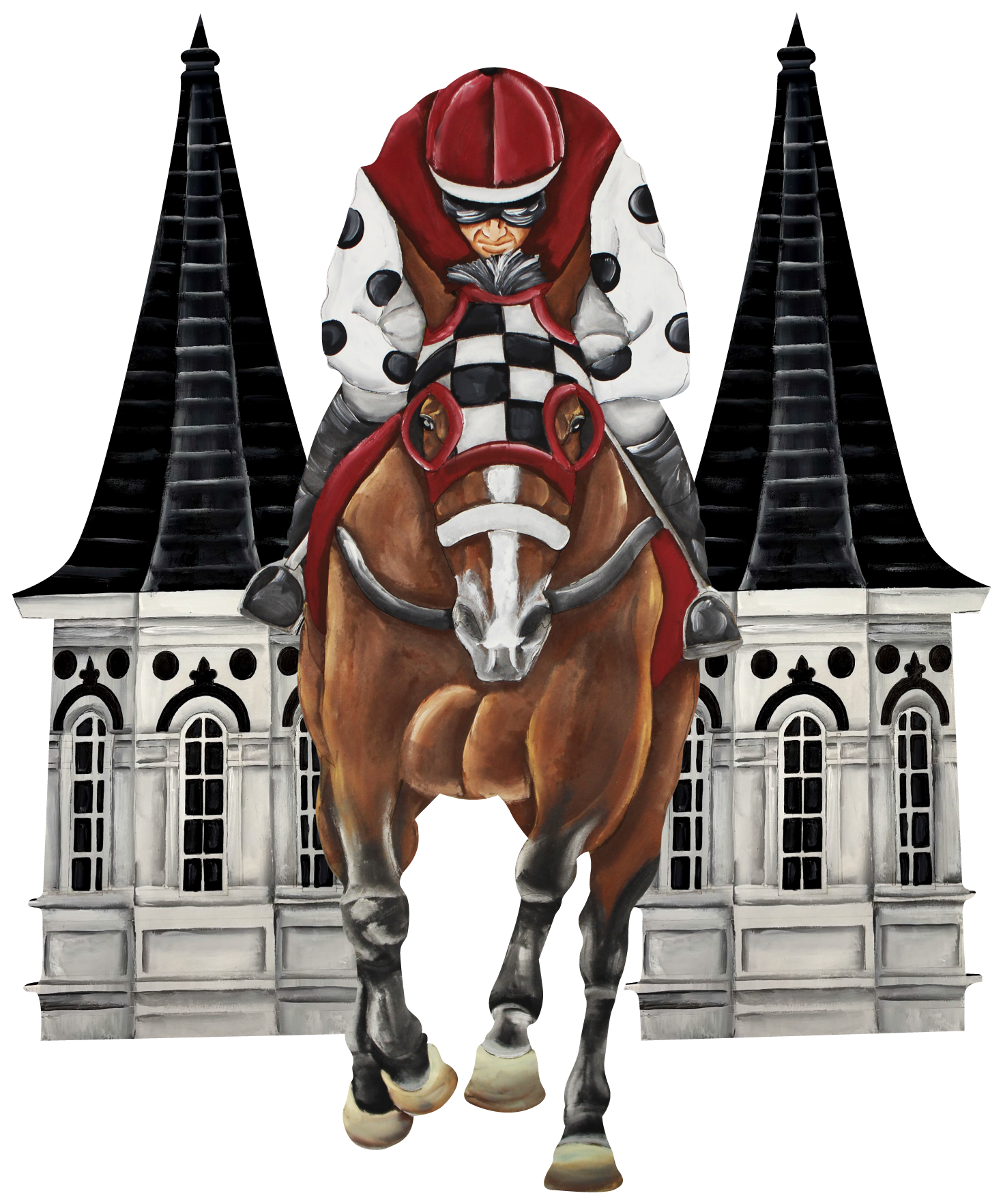 CHELLE BELLE'S CREATIONS RED BLACK AND WHITE JOCKEY