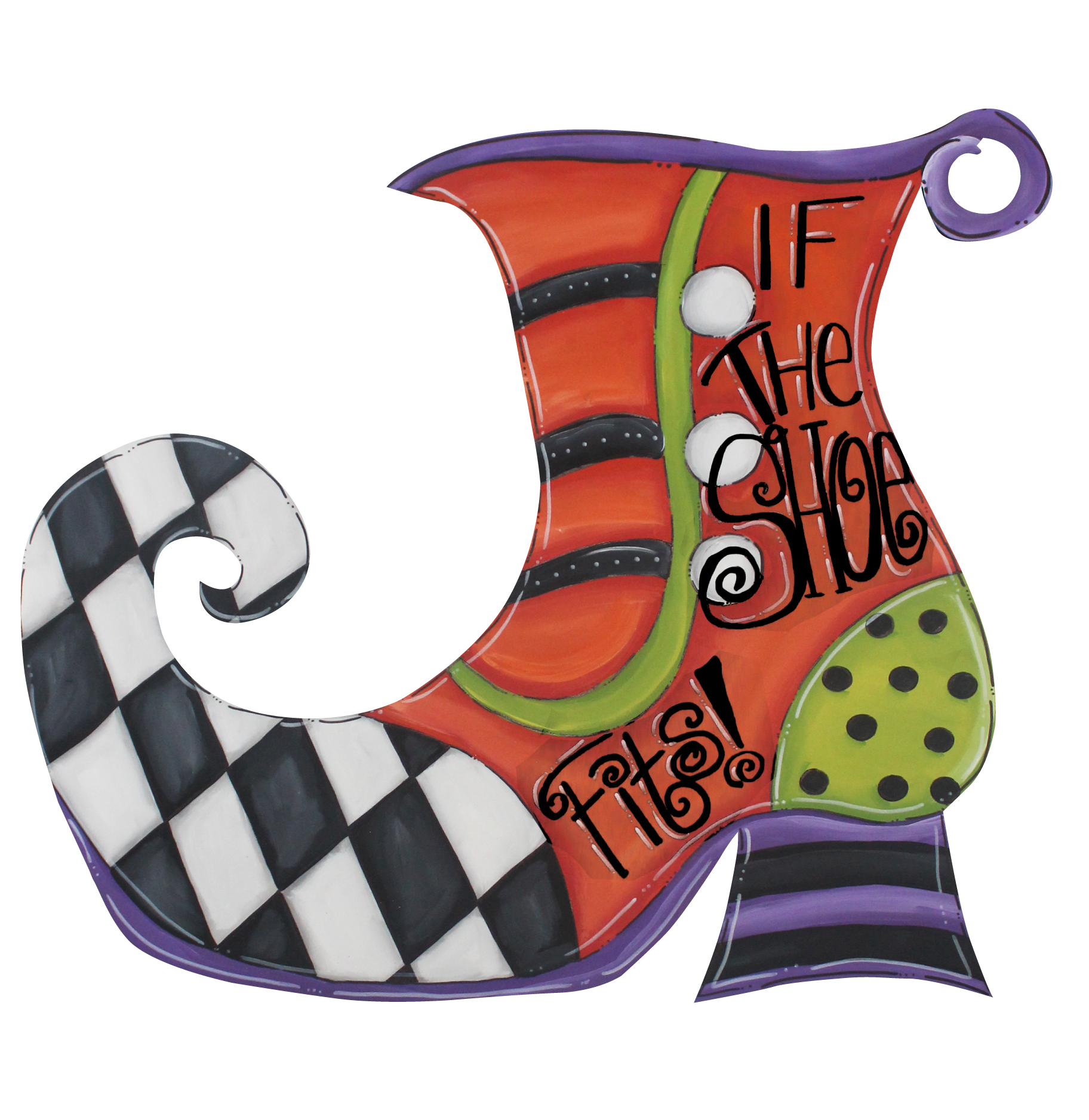 CHELLE BELLE'S CREATIONS ORANGE WITCHES SHOE IF THE SHOE FITS