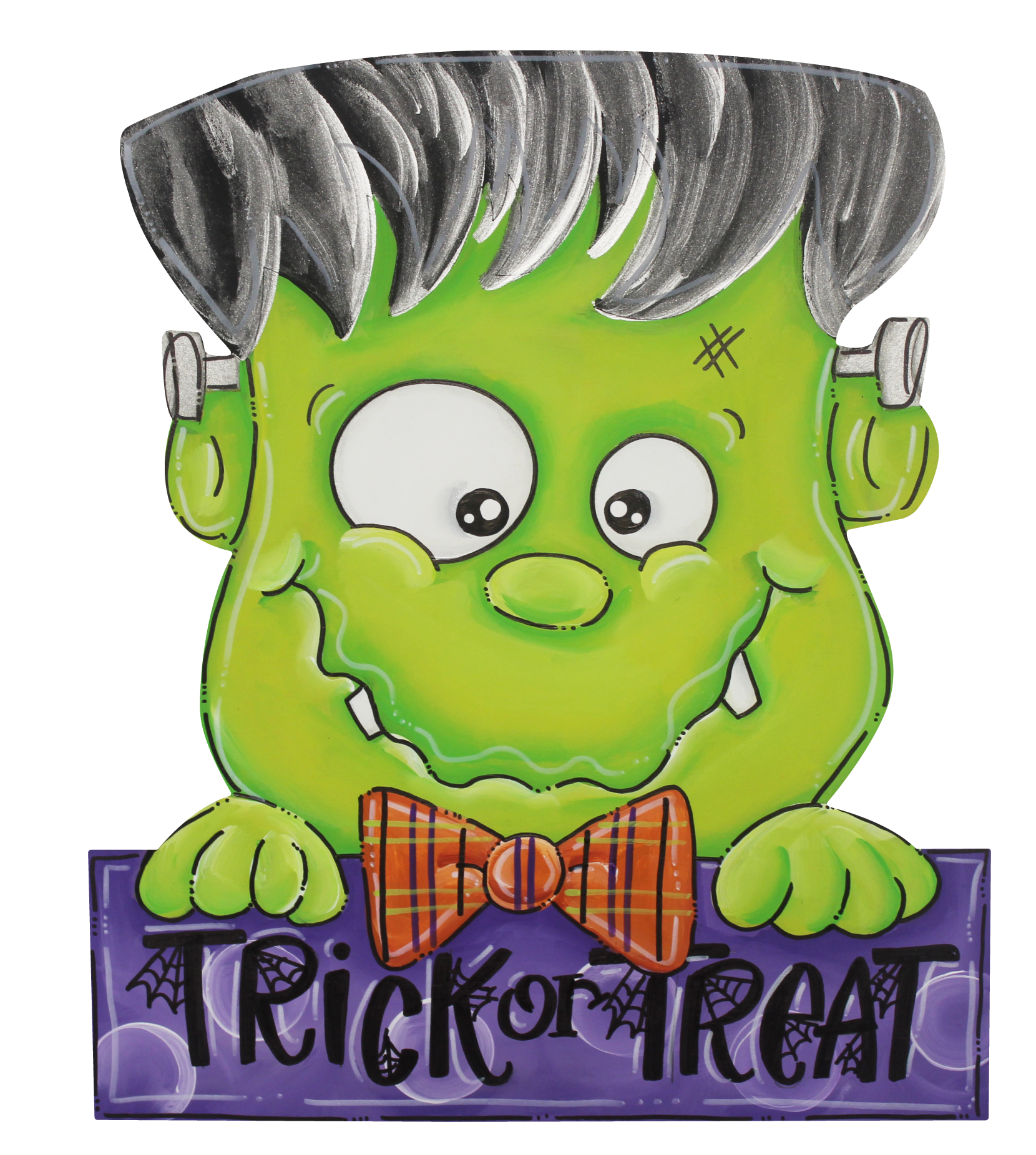 CHELLE BELLE'S CREATIONS GREEN FRANKENSTEIN RED BOW