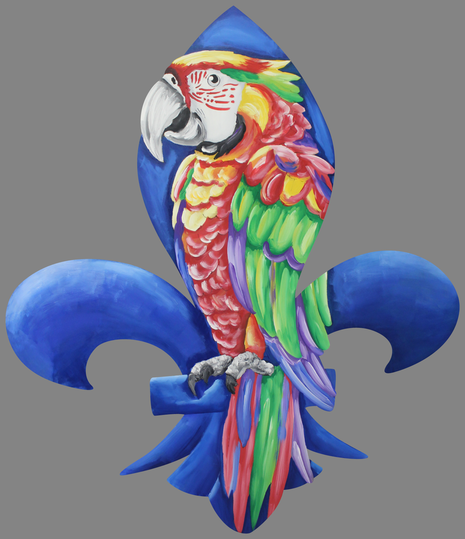 CHELLE BELLE'S CREATIONS PARROT ON A BLUE FLEUR DE LIS