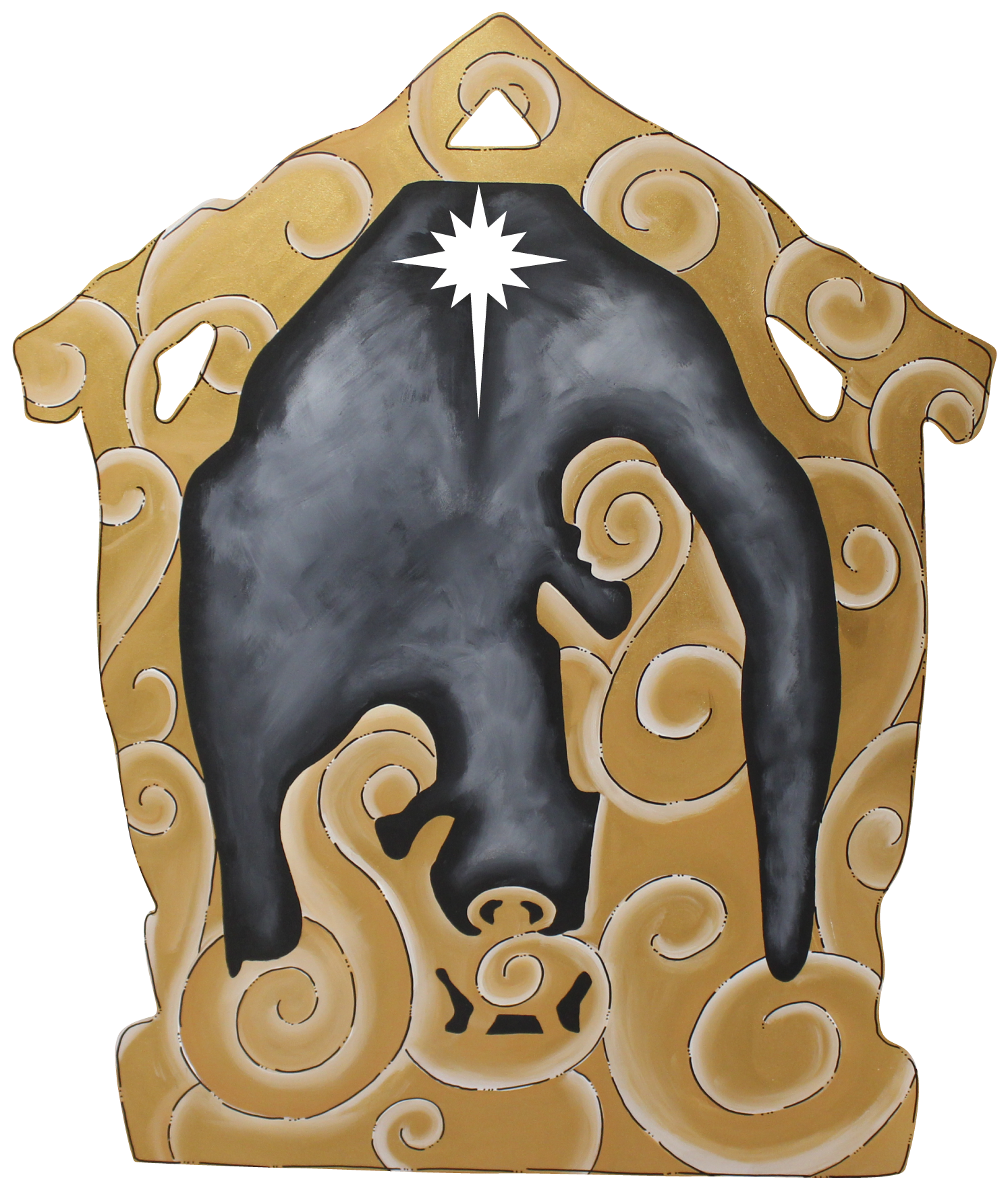 CHELLE BELLE'S CREATIONS GOLD AND BLACK SILHOUETTE OF THE NATIVITY