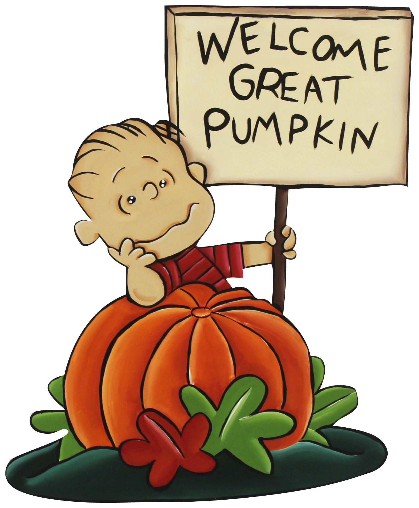 CHELLE BELLE'S CREATIONS BOY HOLDING SIGN WELCOME GREAT PUMPKIN