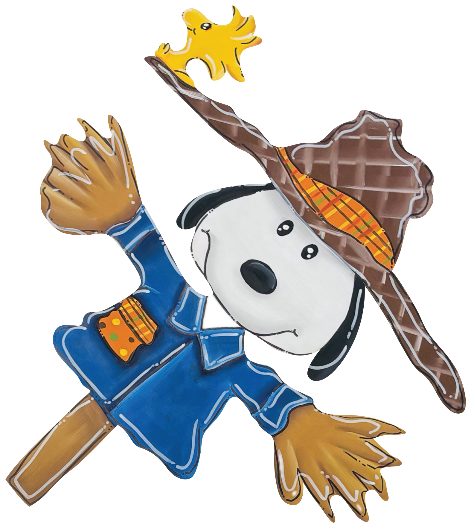 CHELLE BELLE'S CREATIONS SCARECROW LOOKING DOG WITH YELLOW BIRD