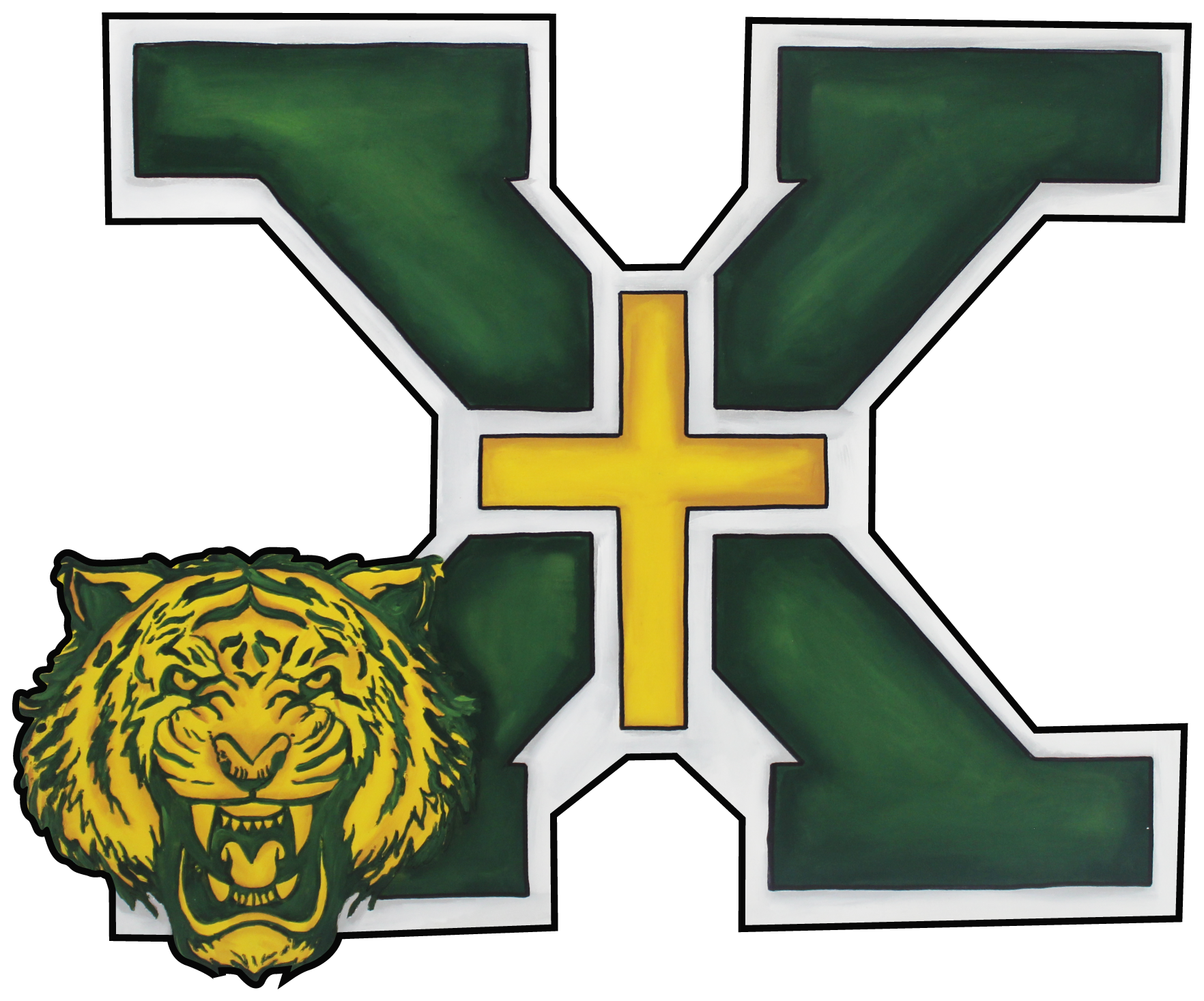 CHELLE BELLE'S CREATIONS GREEN X WITH YELLOW CROSS YELLOW GREEN TIGAR