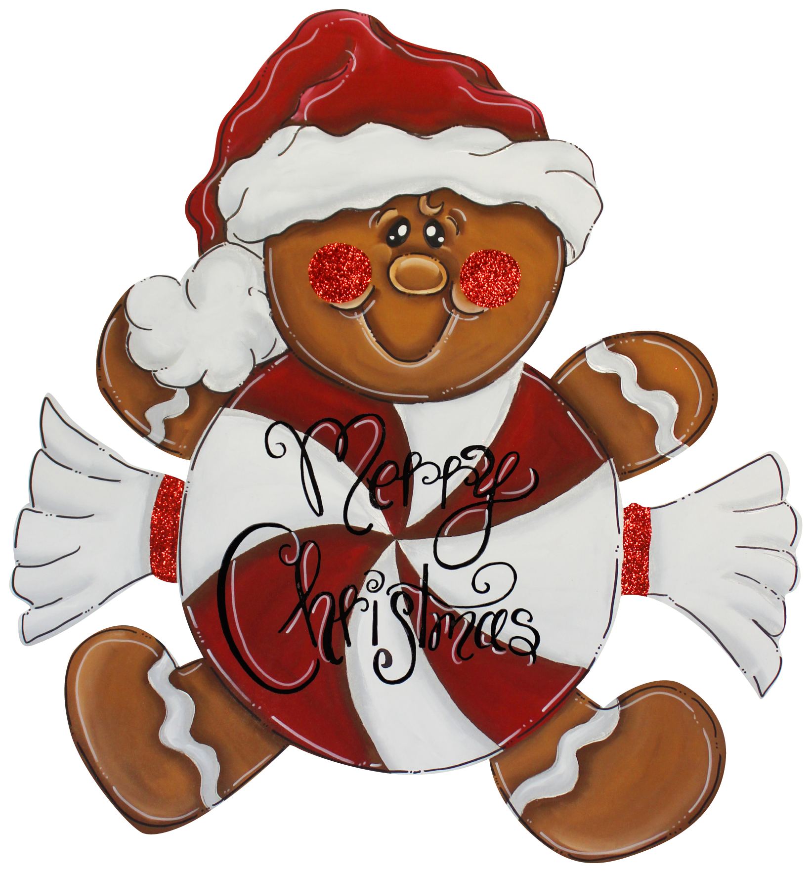 CHELLE BELLE'S CREATIONS GINGERBREAD PEPPERMINT MAN