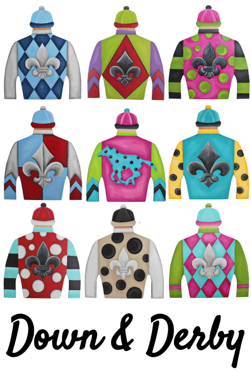 CHELLE BELLE'S CREATIONS MULTI COLOR JOCKIES  DOWN AND DERBY