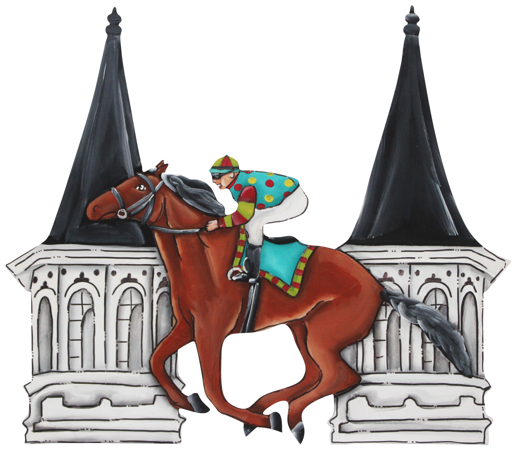 CHELLE BELLE'S CREATIONS  TWIN SPIRES HORSE WITH JOCKEY WITH TEAL