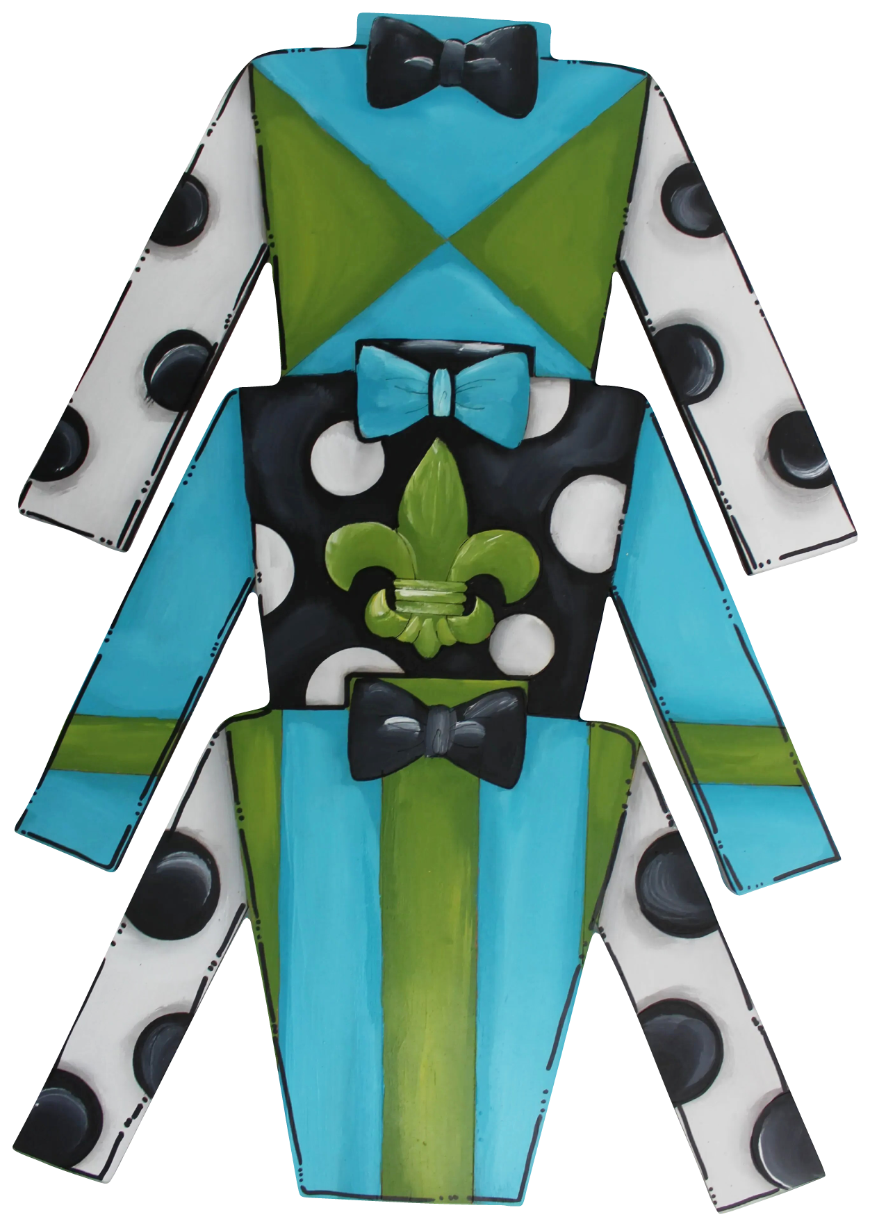 CHELLE BELLE'S CREATIONS 3 JOCKEY SILK TEAL GREEN, BLACK WHITE
