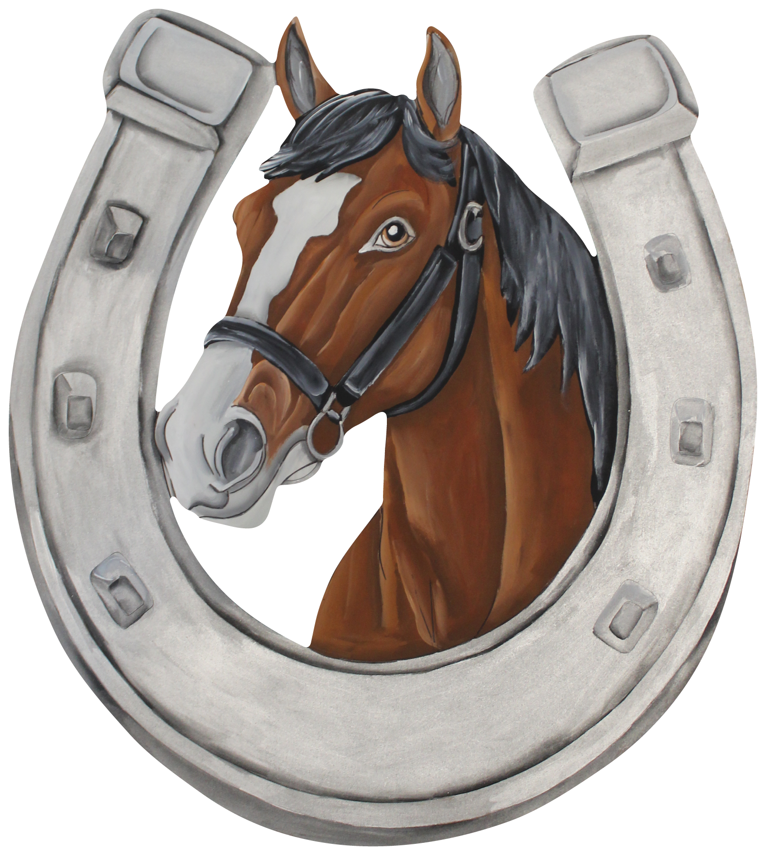 CHELLE BELLE'S CREATIONS SILVER HORSESHOE WITH HORSE