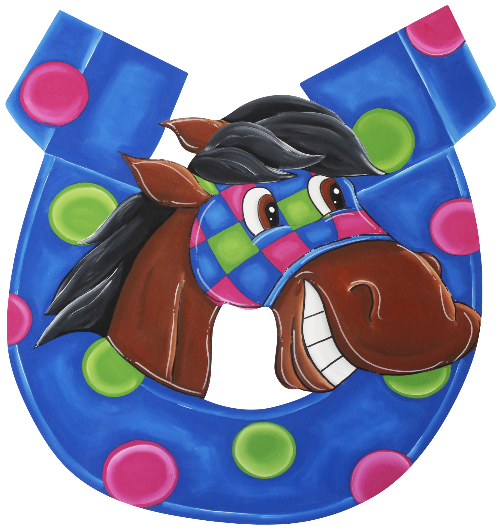 CHELLE BELLE'S CREATIONS PURPLE HORSHOE WITH DOTS AND HORSE