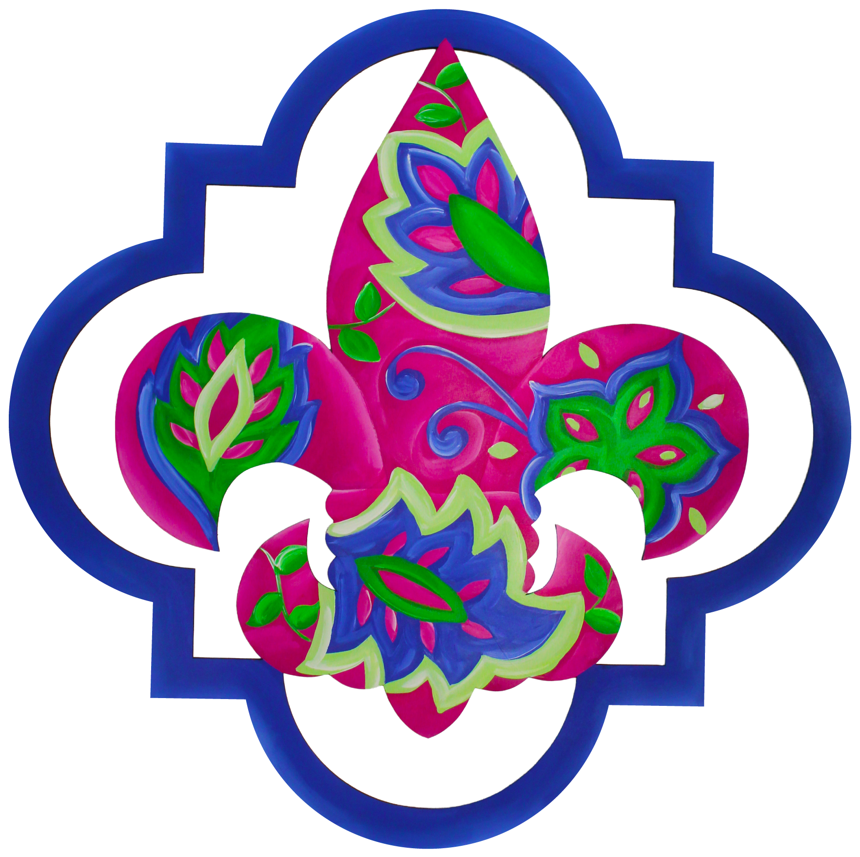 CHELLE BELLE'S CREATIONS COLORFUL FLEUR DE LIS BLUE OUTLINE