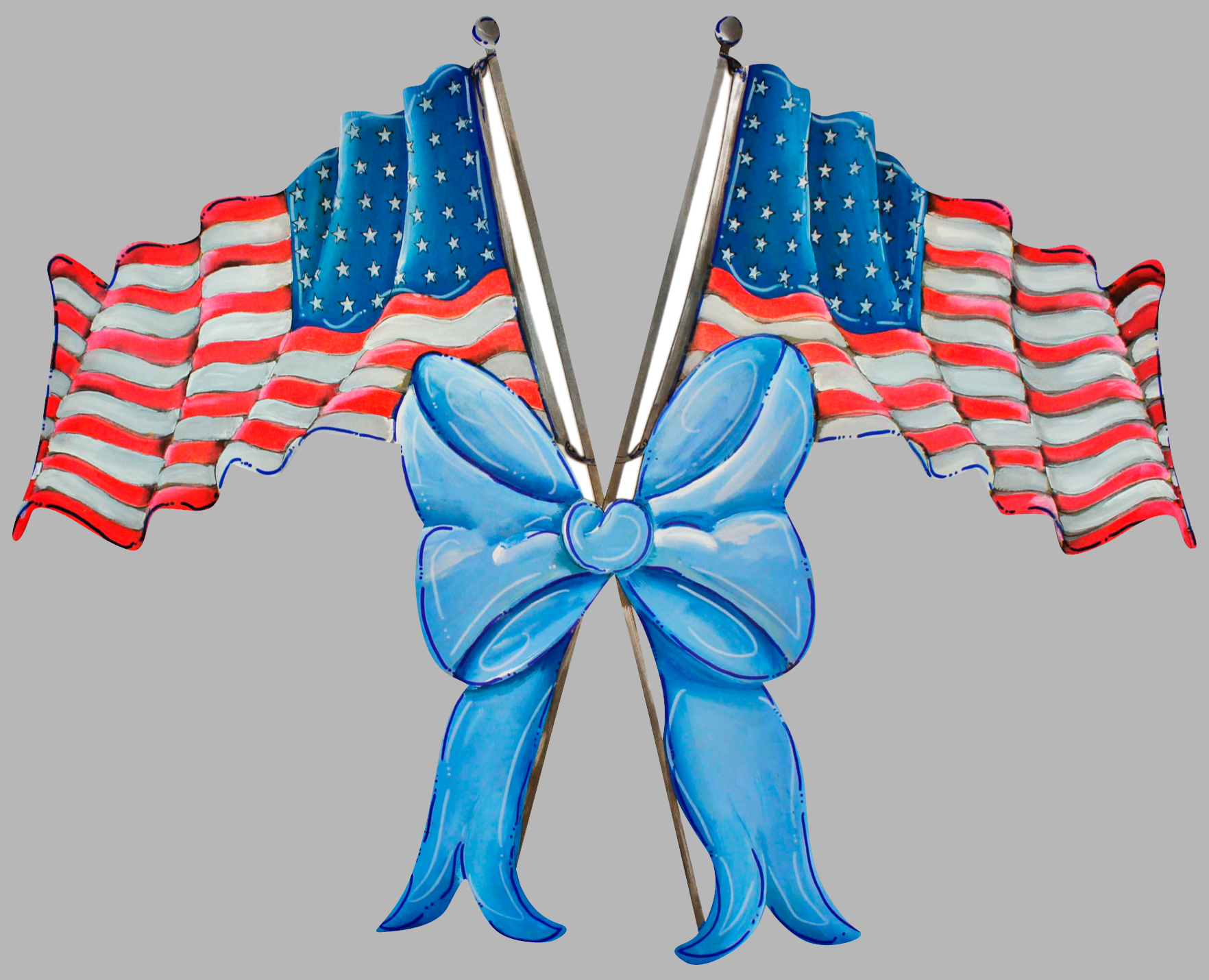 CHELLE BELLE'S CREATIONS DOUBLE FLAG WITH BLUE BOW
