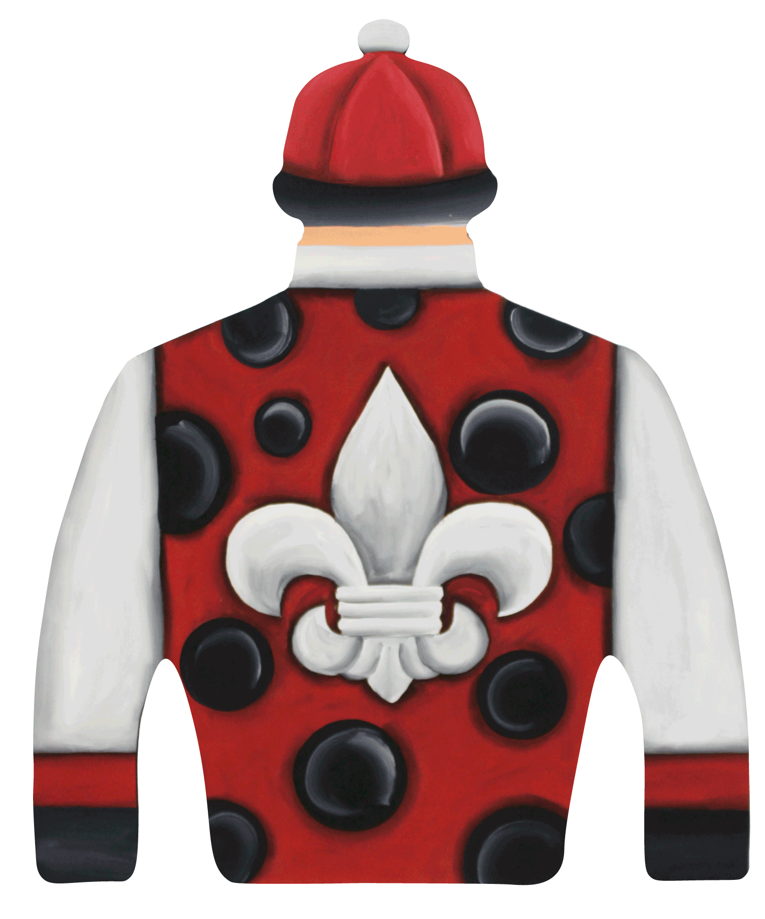 CHELLE BELLE'S CREATIONS BLACK DOTS RED AND WHITE JOCKEY SILK