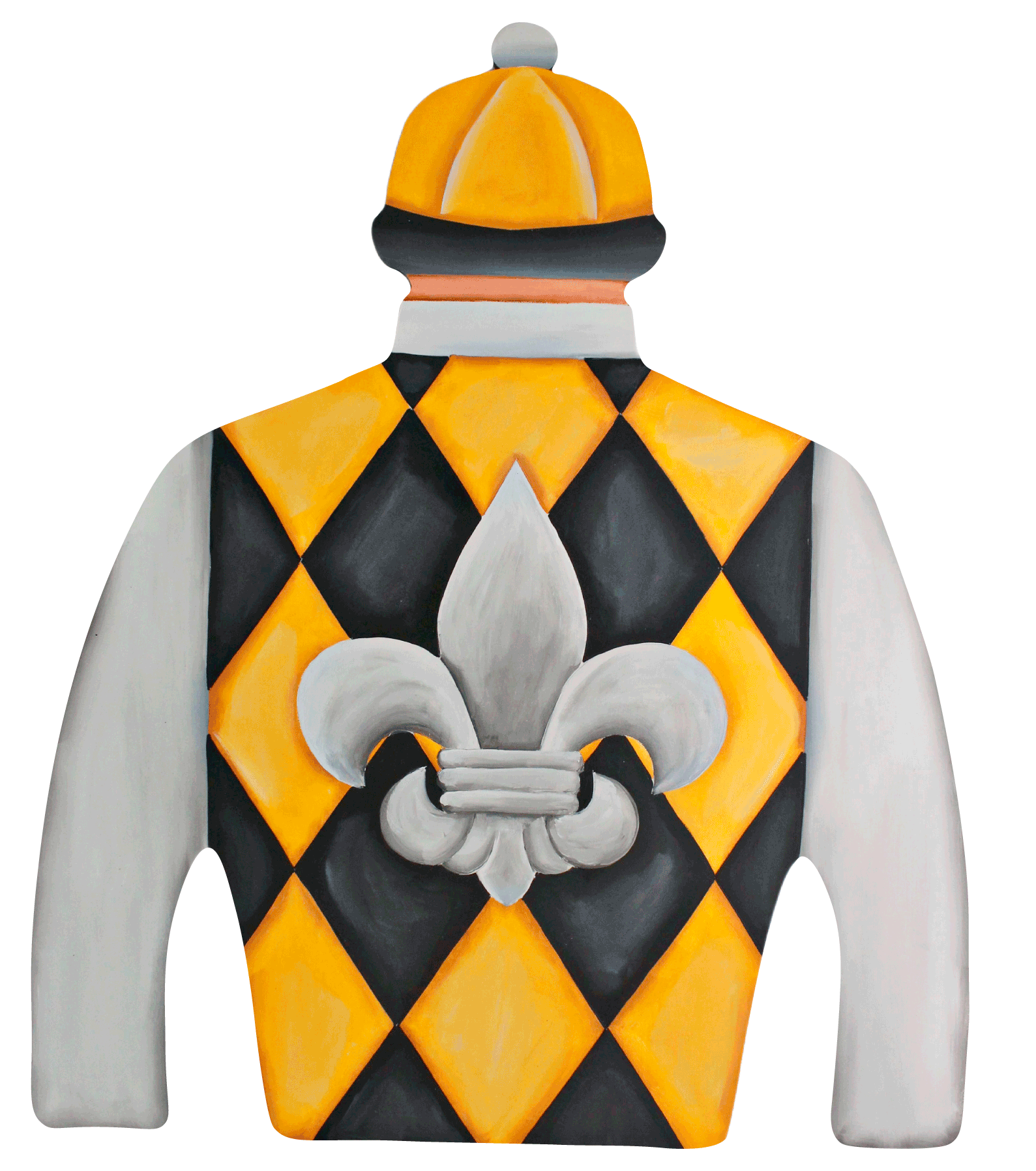 CHELLE BELLE'S CREATIONS YELLOW BLACK WHITE SLEEVES JOCKEY SILK