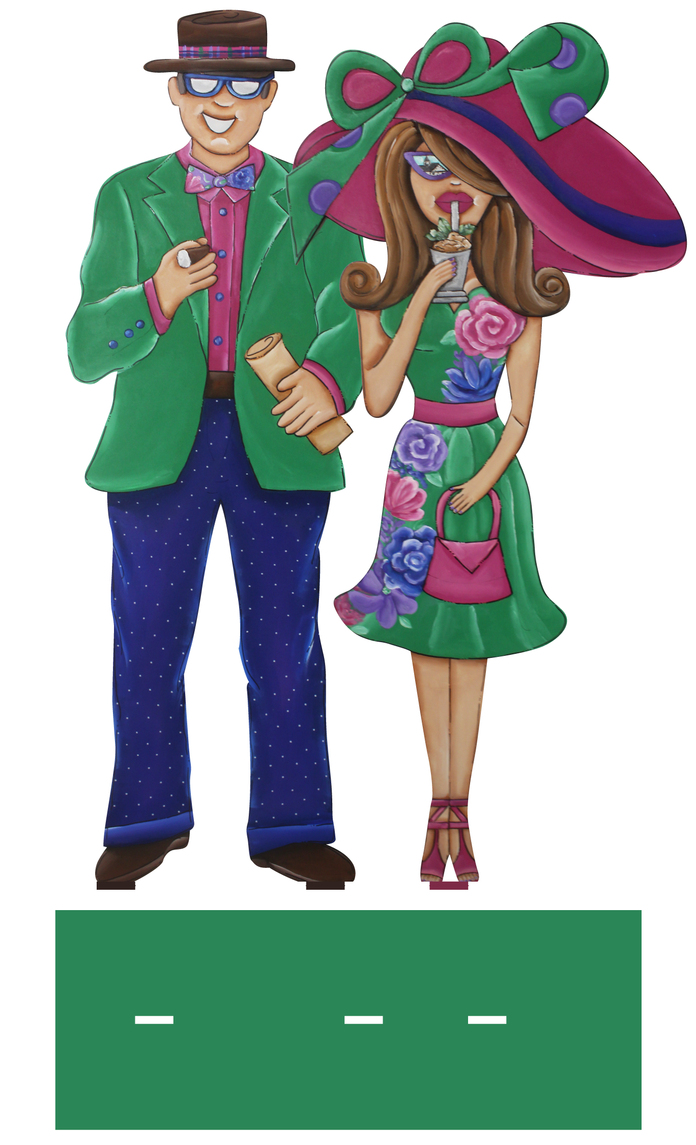 CHELLE BELLE'S CREATIONS GREEN JACKET GREEN BLUE AN DPINK DRESS