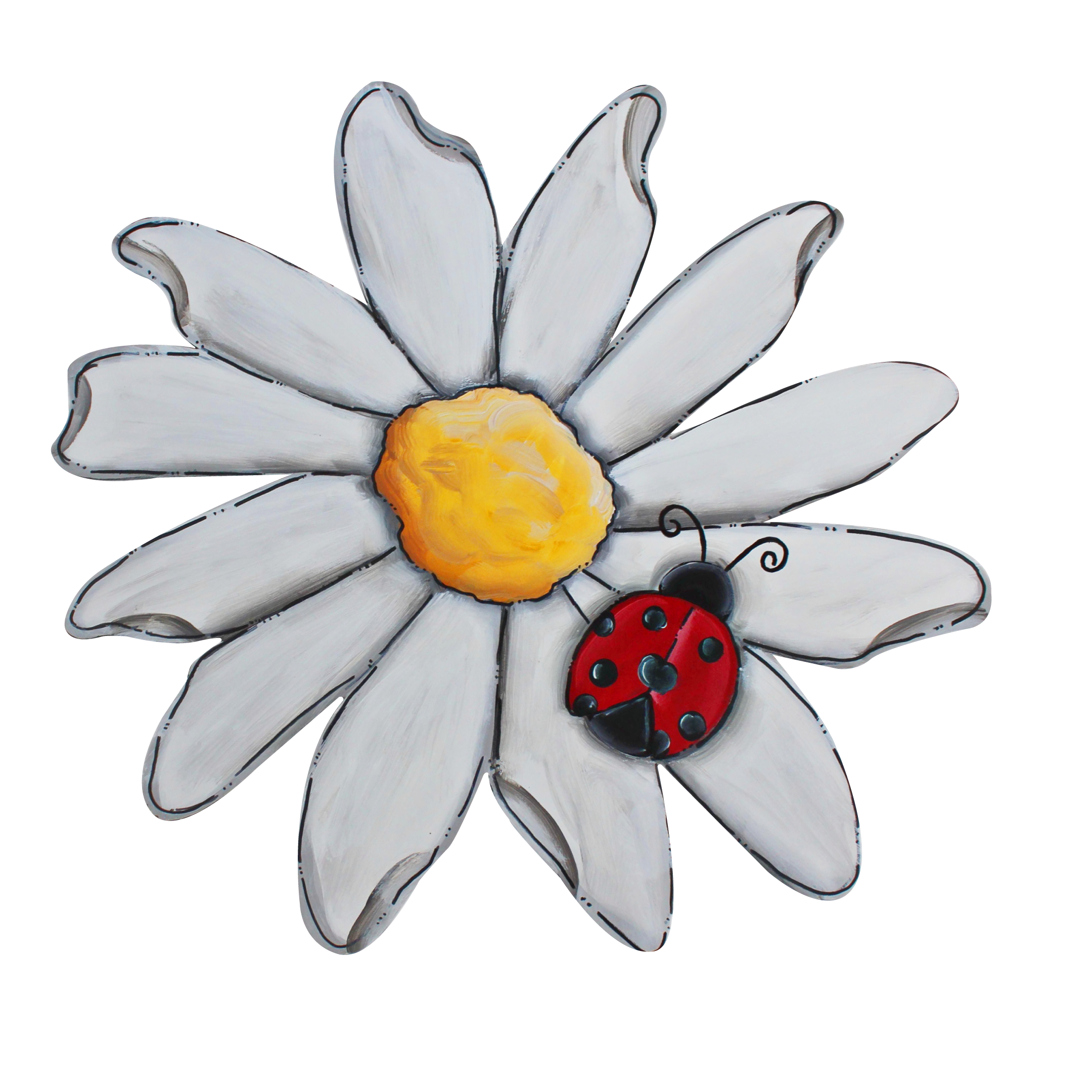 CHELLE BELLE'S CREATIONS WHITE FLOWER WITH RED LADYBUG