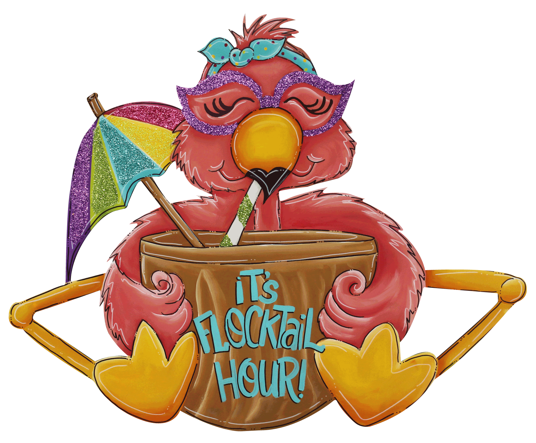 CHELLE BELLE'S CREATIONS FLAMINGO WITH FLOCKTAIL HOUR