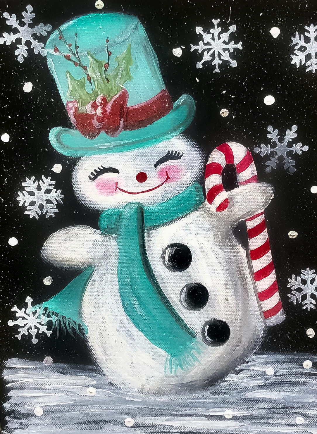 CABIN CUTTERS SNOWMAN WITH TEAL HAT AND SCARF